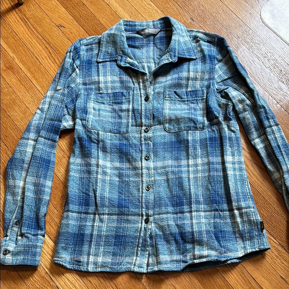 North Face Blue Plaid women’s flannel- medium